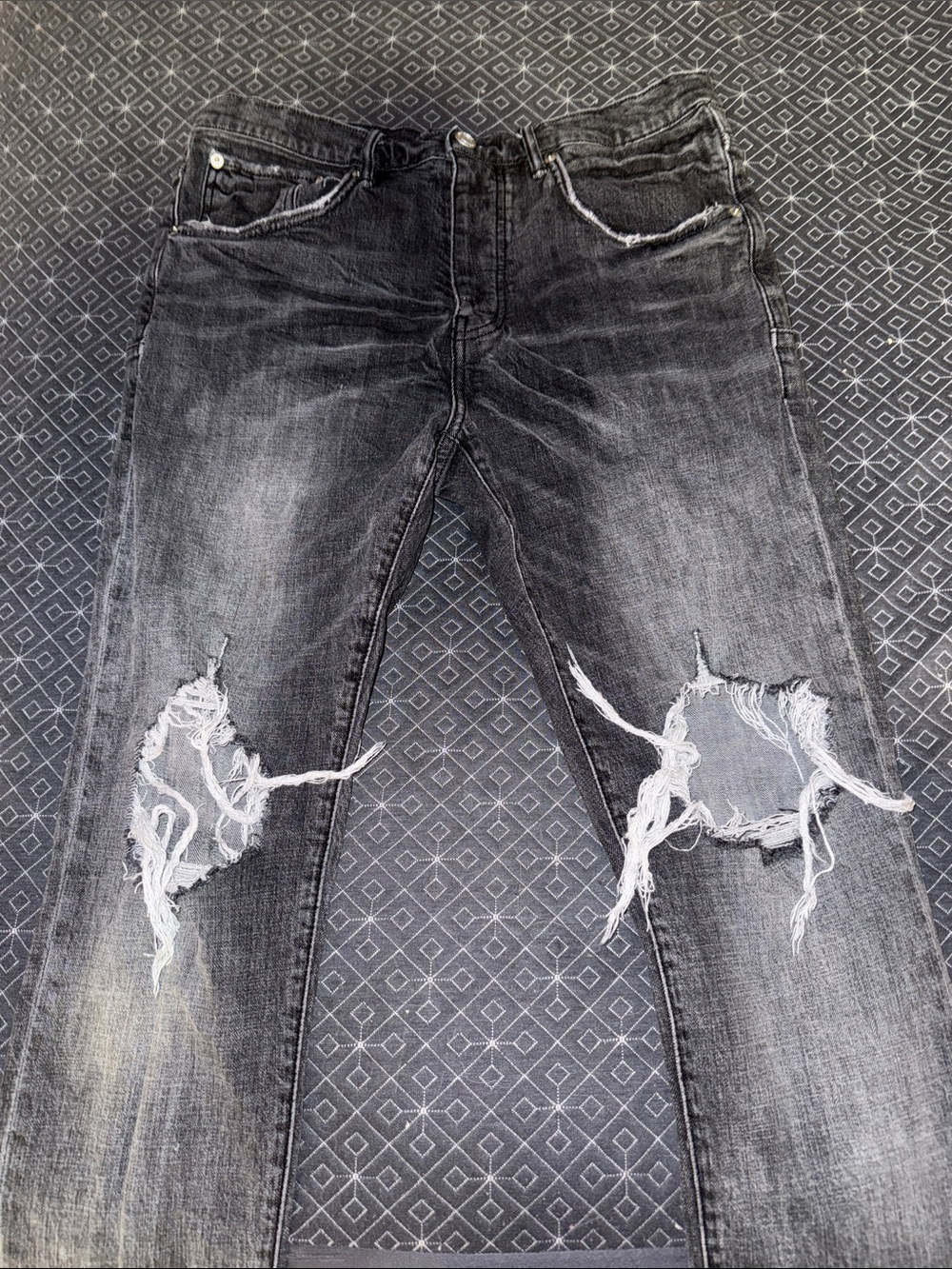Slim Black Wash Distressed Men's Jeans